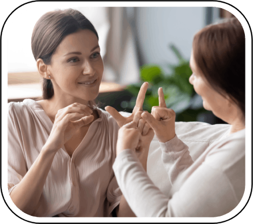 2 ladies communicating together