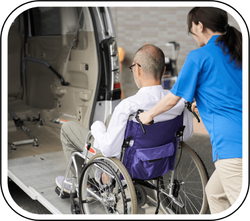 Nurse taking care of handicapped patient