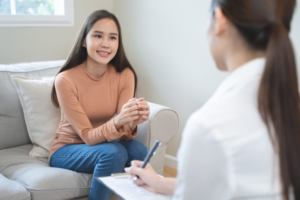 Patient discussing with doctor